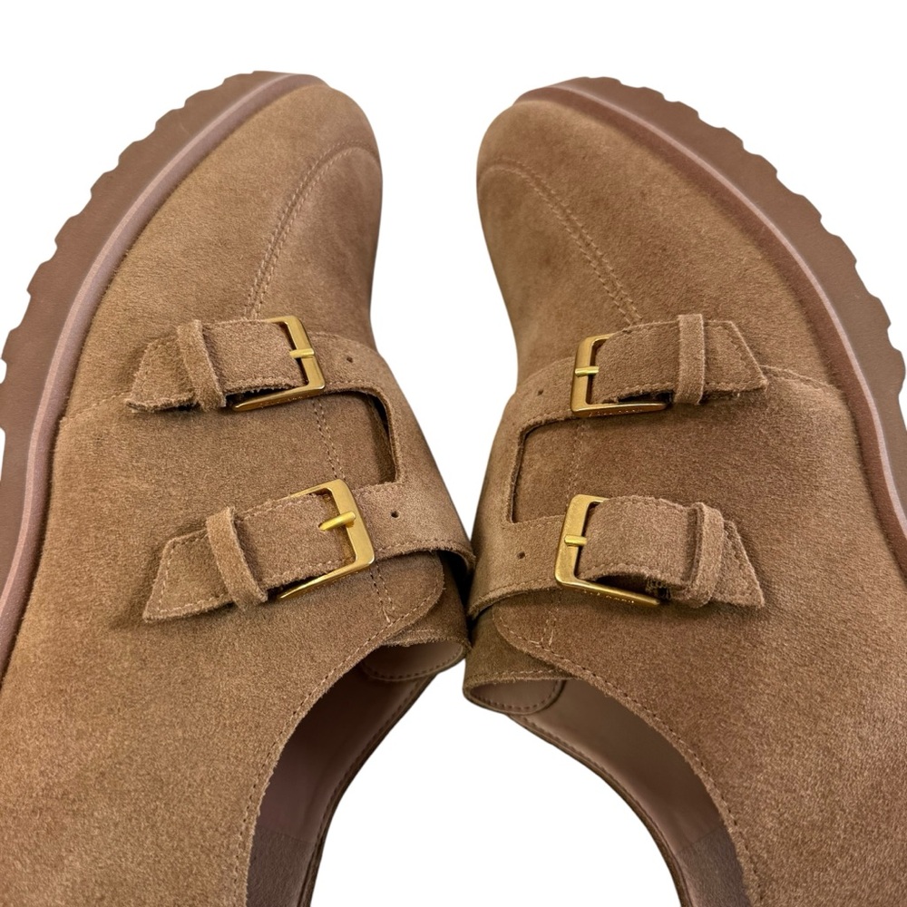 NWOB Cole Haan Greenwich Monk Strap Golden Toffee Suede Loafers Size 9.5B - Picture 13 of 16